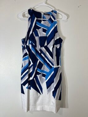 Trina Turk Navy & Blue Abstract Geometric Mini Dress
